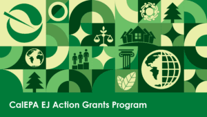 A collage of graphics related tot he EJ Action Grants Program